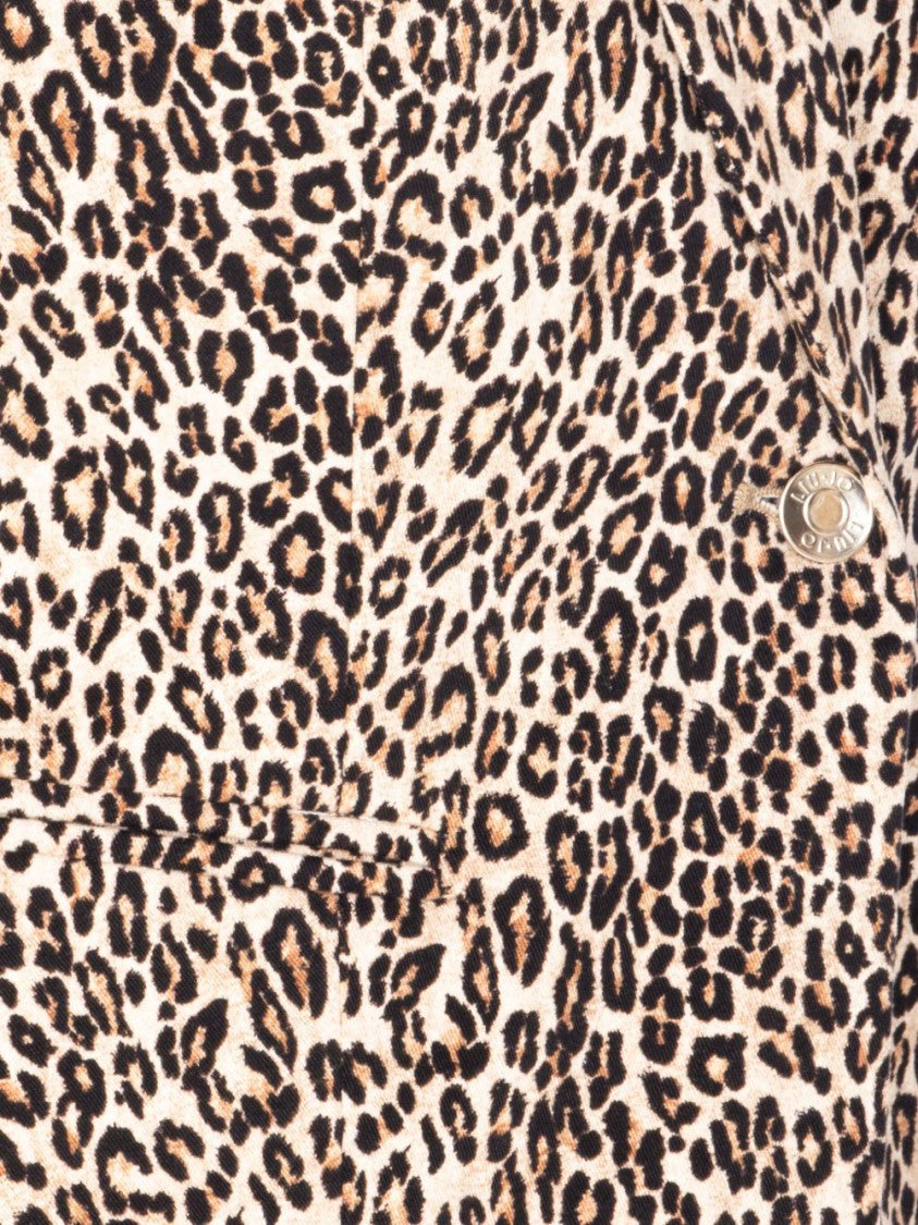 Liu Jo Beige Jacket With All-Over Leopard Print