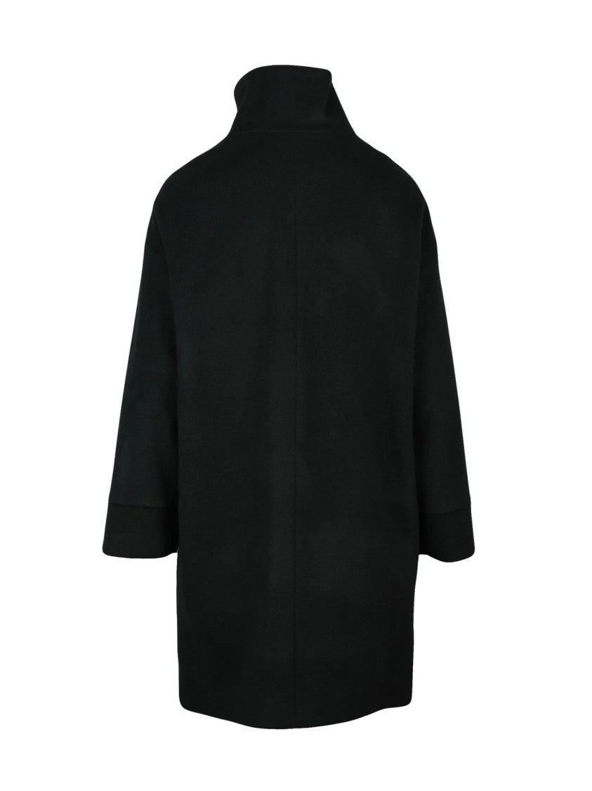 Oliver Horigamy Black Virgin Wool-Blend Coat