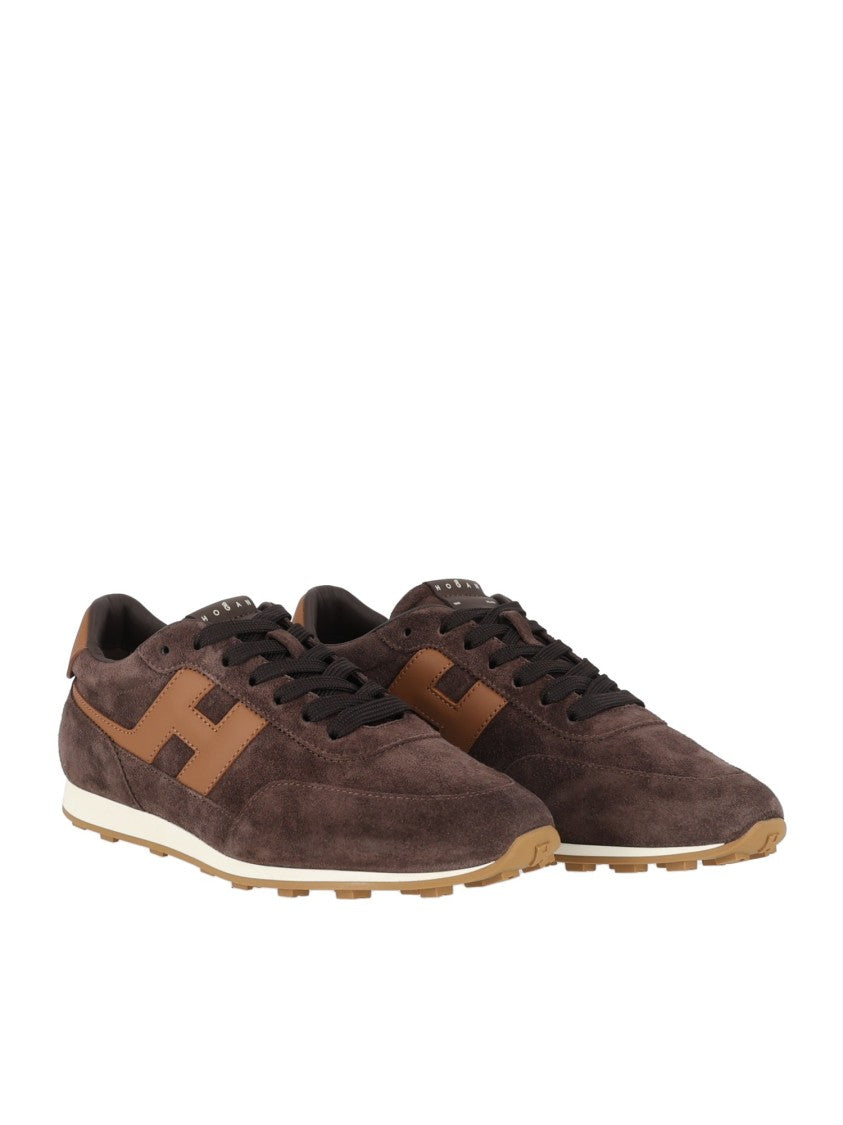Hogan Brown H699 Suede Low-Top Sneakers