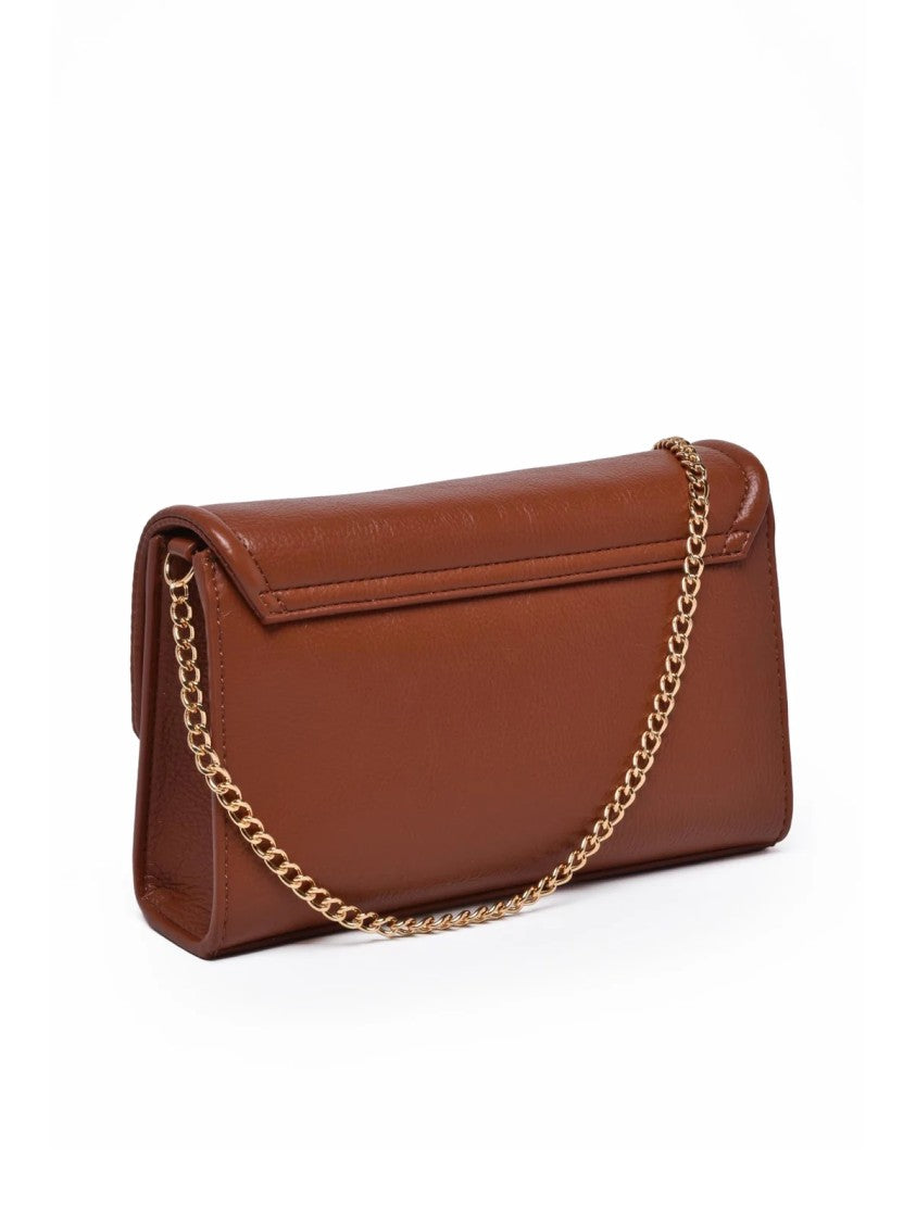 Love Moschino Structured Crossbody Bag With Gold Clasp And Chain Strap