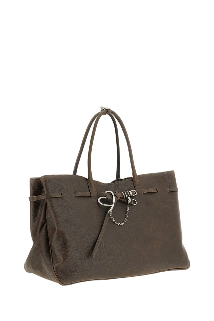 Margesherwood Brown Grandma Used Xl Grained Leather Shoulder Bag