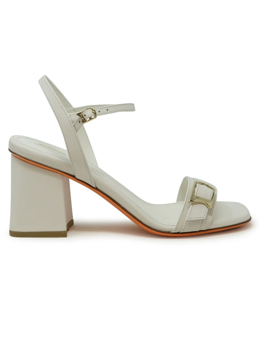 Santoni White Leather Sandal