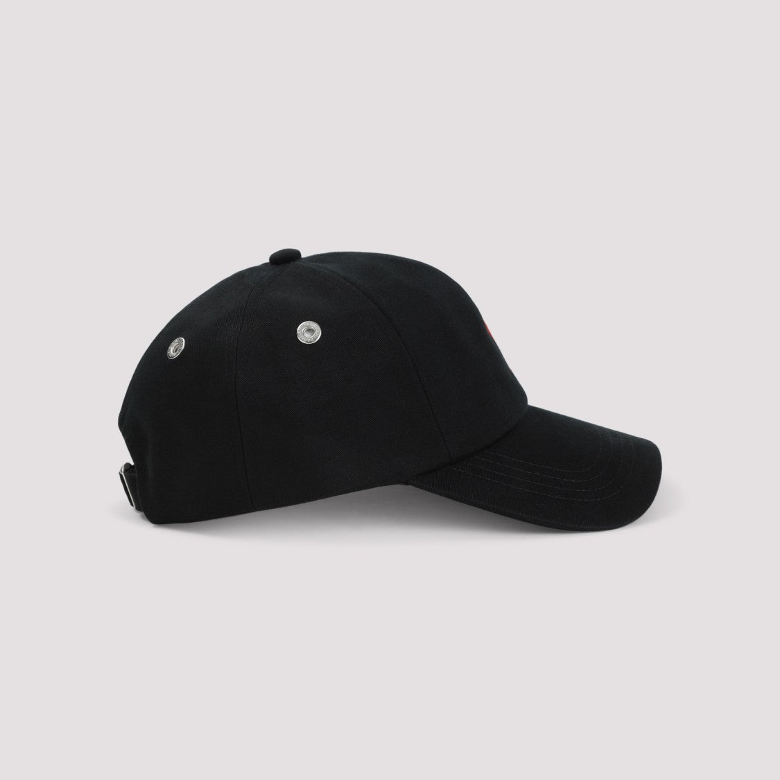 Ami Paris Black Cotton Hat With Red Embroidered Logo