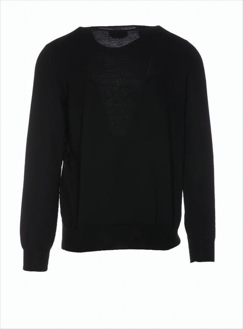 Alexander Mcqueen Crew Neck Black Wool Sweater With Artistic Embroidery