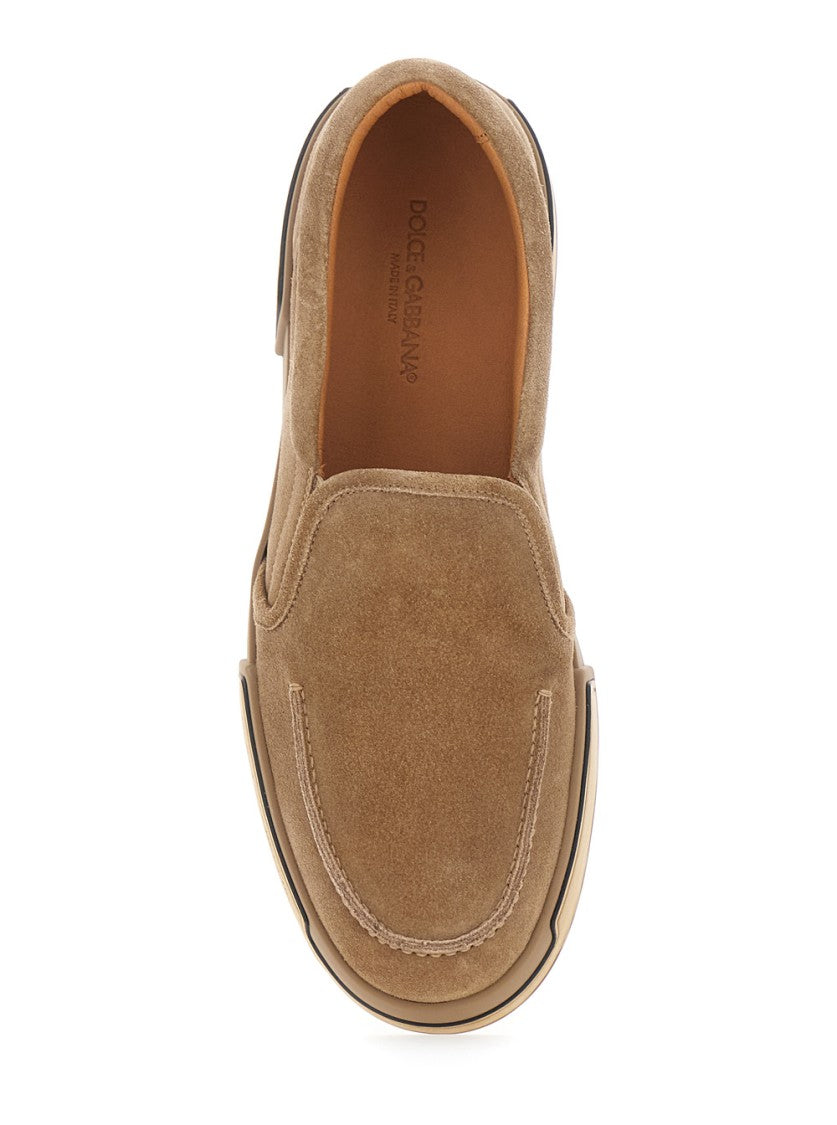 Dolce & Gabbana Brown Suede Slip-On Shoes