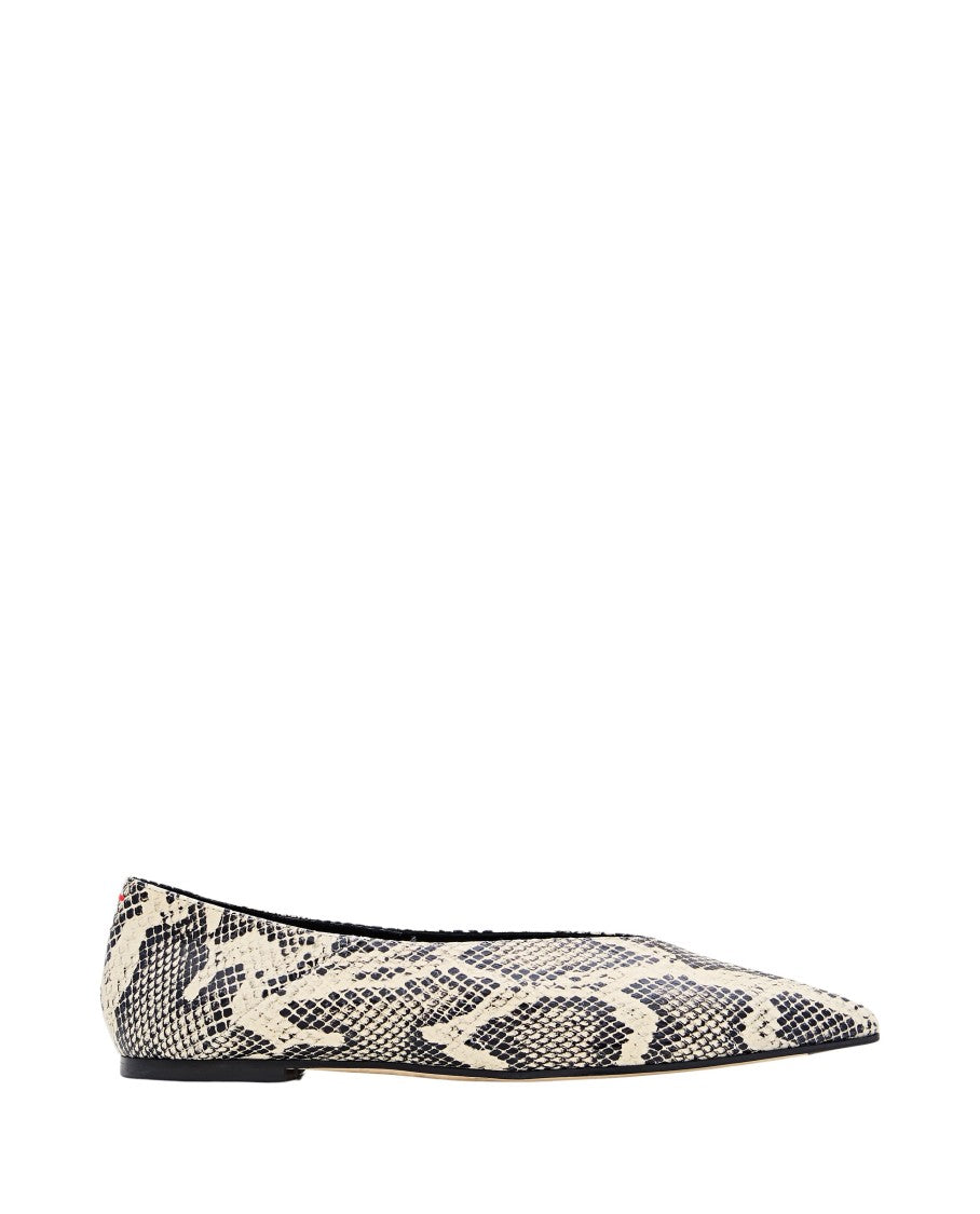 Aeydē Creamy Goat Leather Moa Snake Print Flats