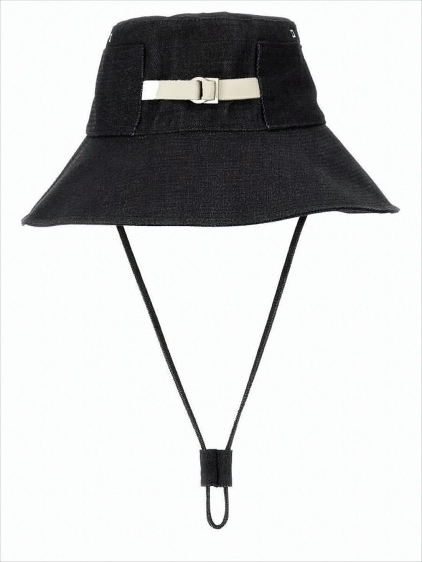 Jacquemus Wide-Brimmed Bucket Hat With Adjustable Chin Strap And Logo