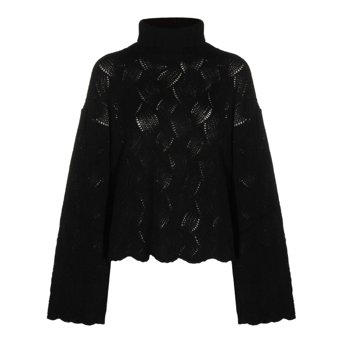 Twin-Set Textured Knit Sweater With Scalloped Hem