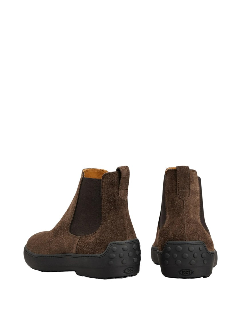 Tod's Brown Suede Elastic Side Ankle Boots