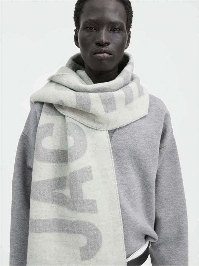 Jacquemus Fringed Wool Scarf With Bold Lettering