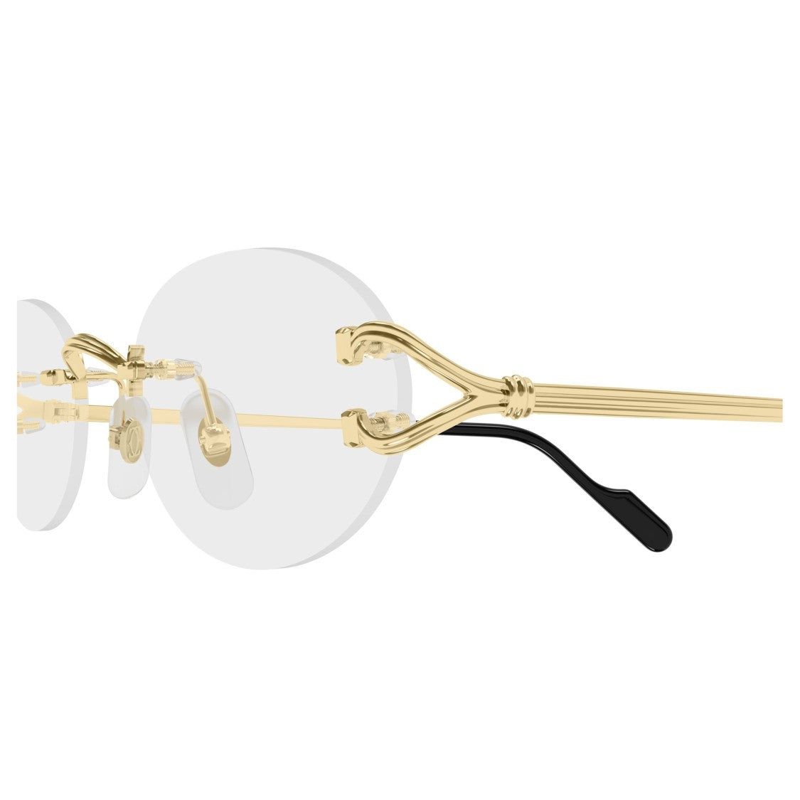 Cartier Rimless Gold Metal Eyeglasses With Intricate Temple Details