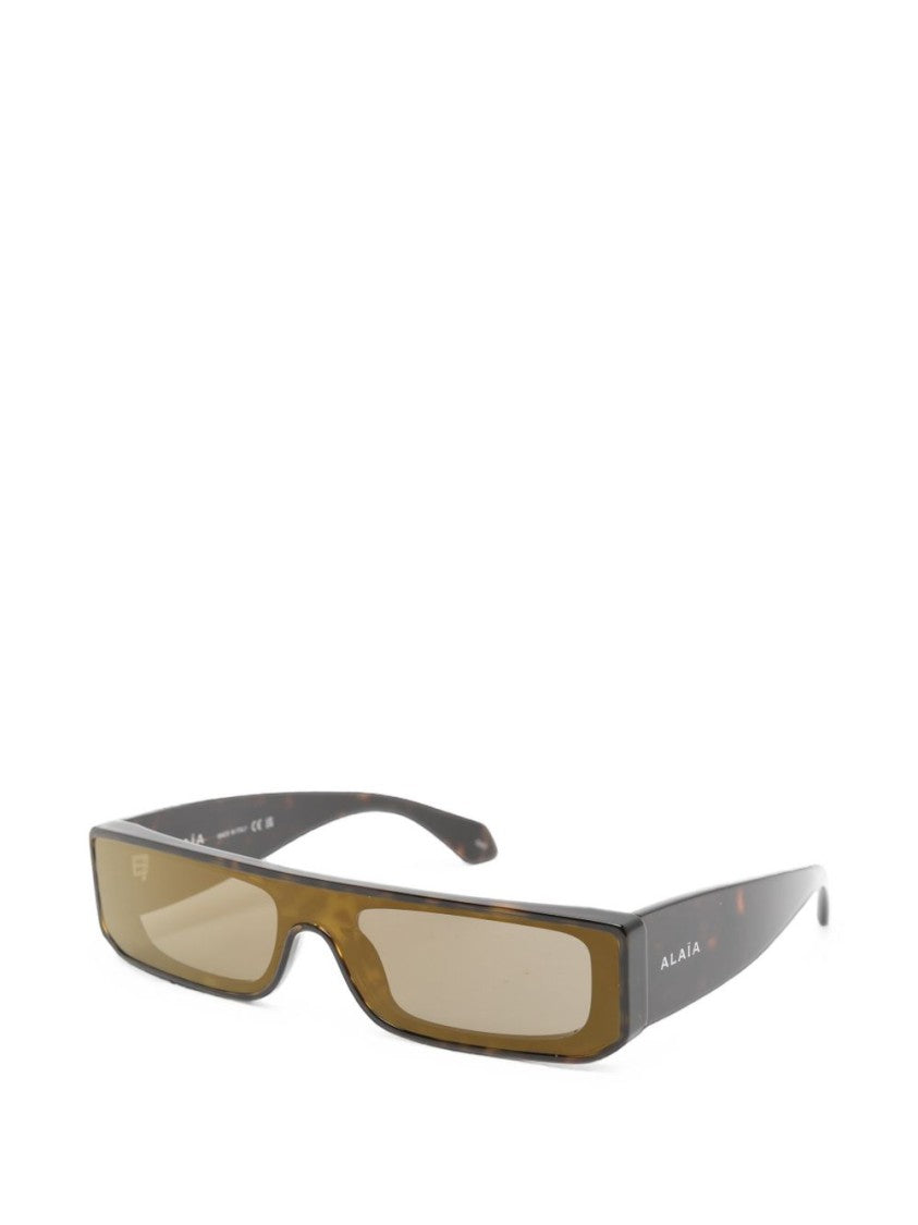 Alaïa Rectangular Tortoiseshell Slim Frame Sunglasses