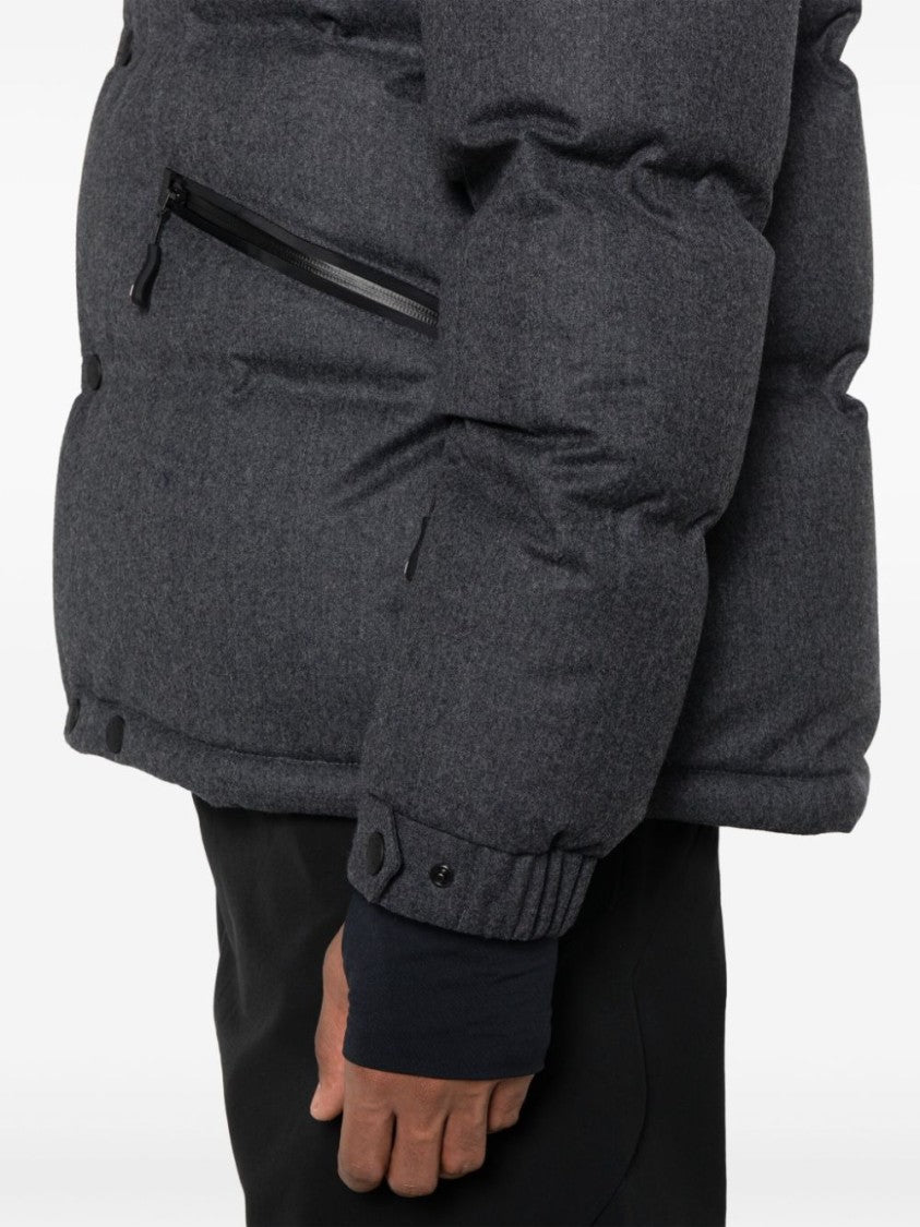 Moncler Grenoble Anthracite Grey Virgin Wool Ski Jacket With Detachable Hood