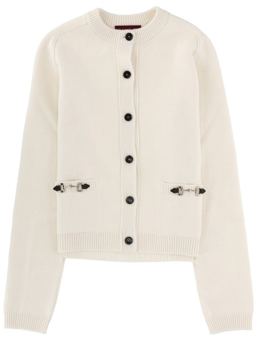 Gucci Cropped Knit Cardigan With Decorative Clamp Details