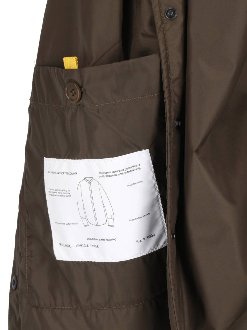 Aspesi Green Button-Up Technical Fabric Jacket