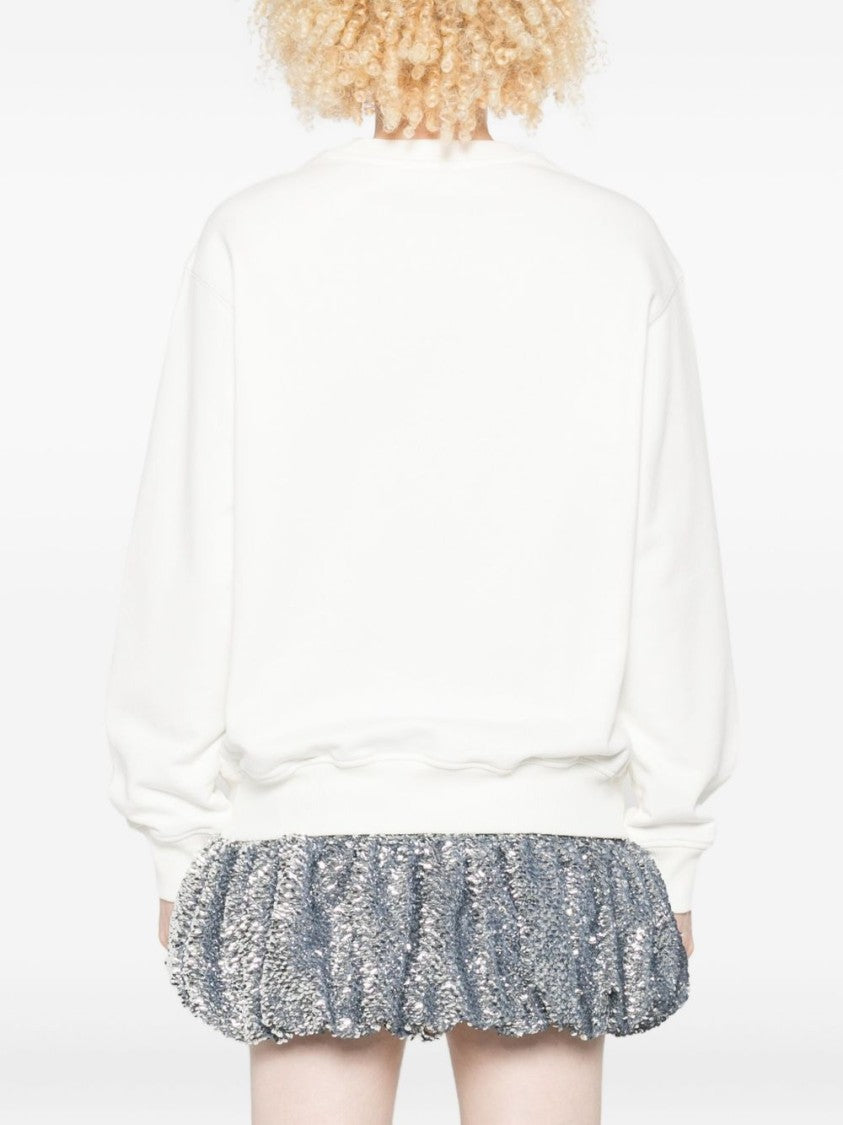 Casablanca White Cotton Sweatshirt With Cartoon Orange Graphic