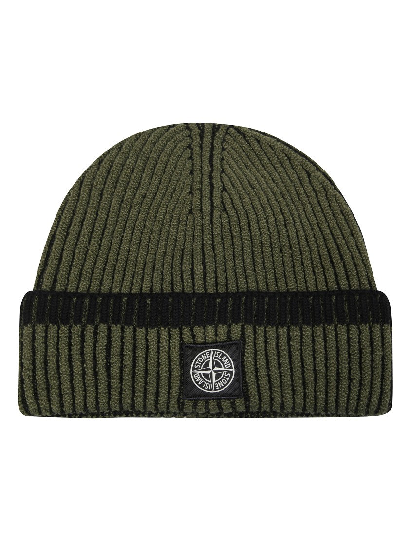 Stone Island Ribbed Knit Beanie With Subtle Logo Detail
