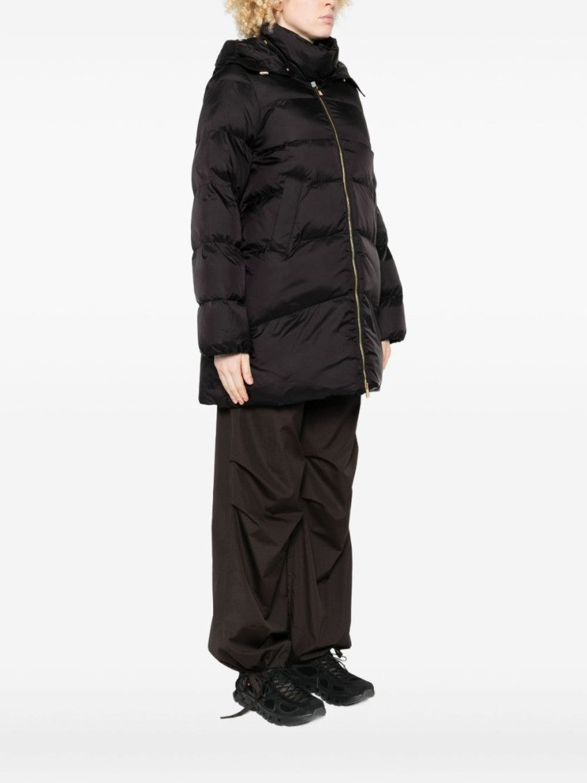 Pinko Brown Puffer Jacket With High Collar