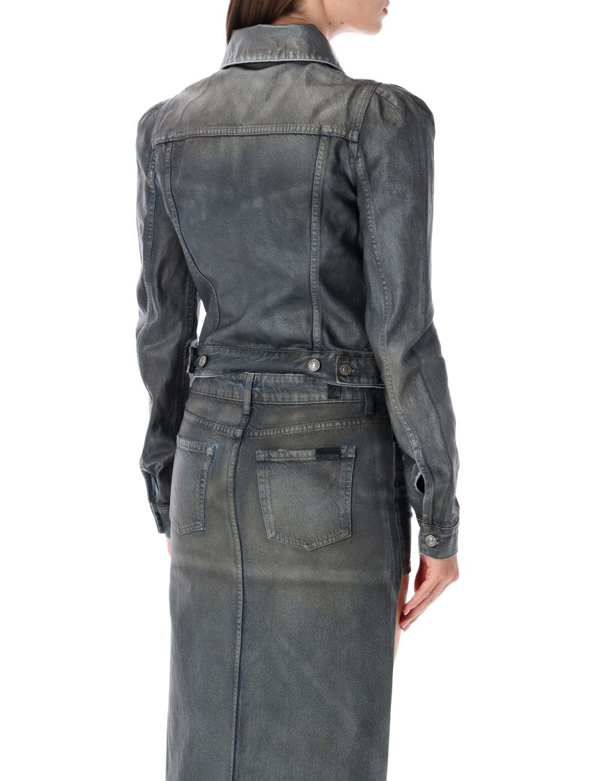 7 For All Mankind Waxed Denim Nolita Waxed Layered Denim Jacket