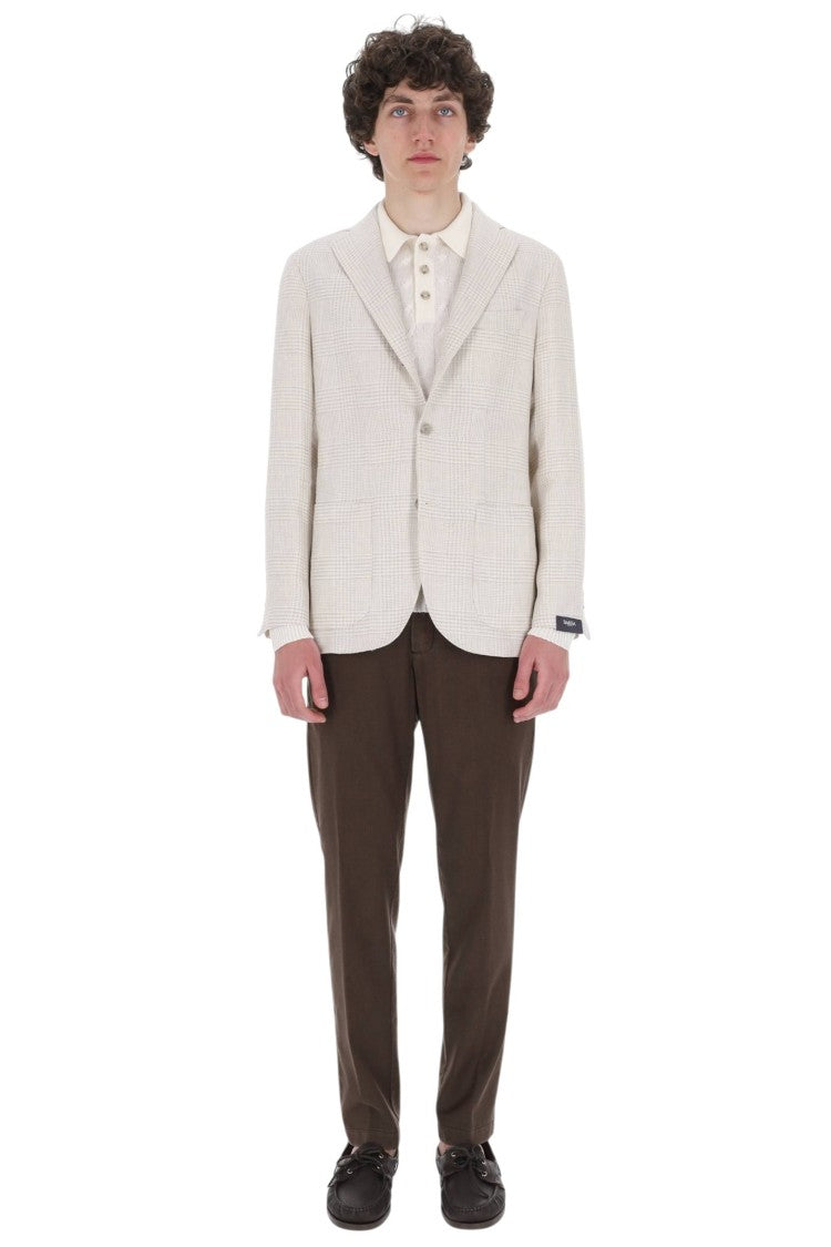 Barba Prince Of Wales Linen-Cotton-Silk Blazer