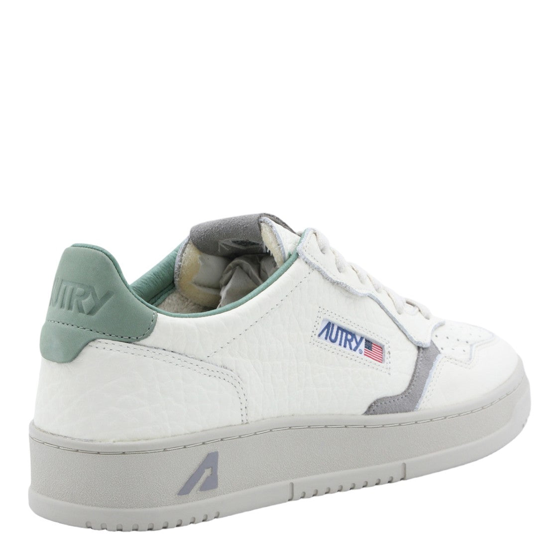 Autry Textured White Leather Sneakers With Suede Accents