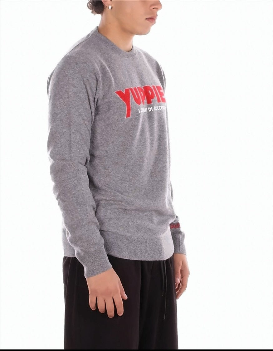 Mc2 Saint Barth Grey Sweatshirt With Bold Graphic Accents