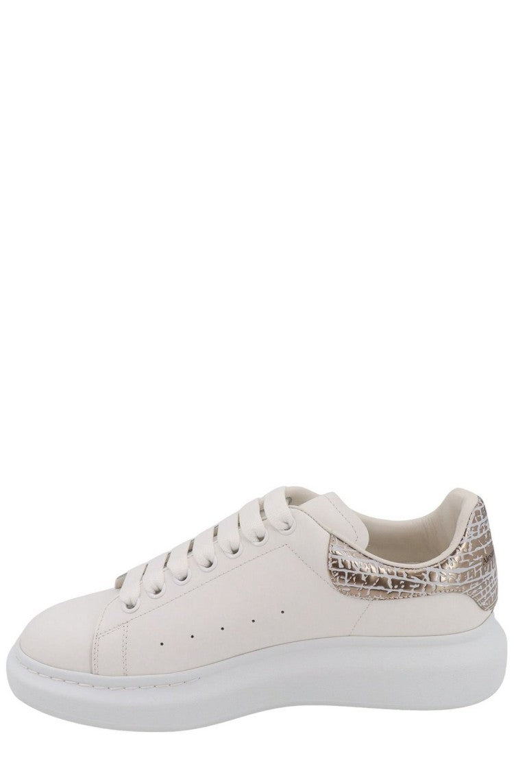 Alexander Mcqueen White Sneakers With Metallic Heel Accent