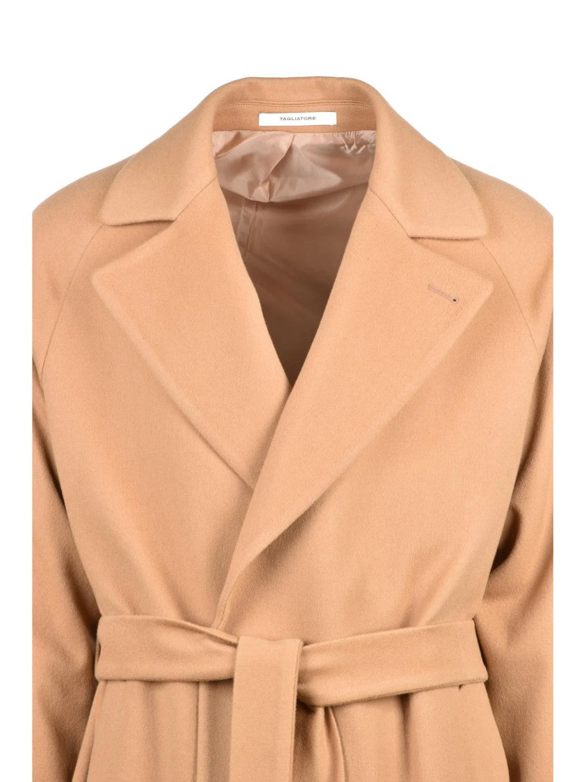 Tagliatore Beige Unlined Virgin Wool-Cashmere Long Coat