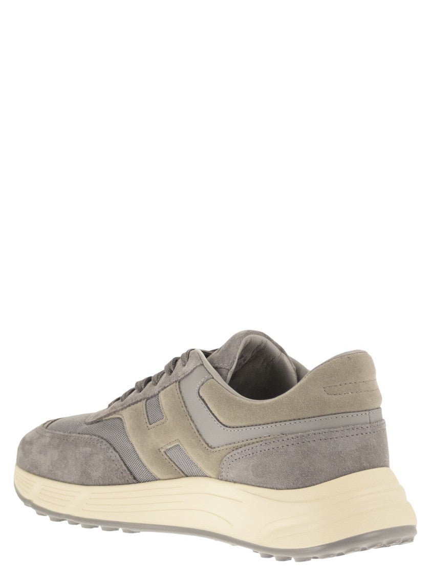 Hogan Fluid-Shaped Suede And Fabric Sneakers