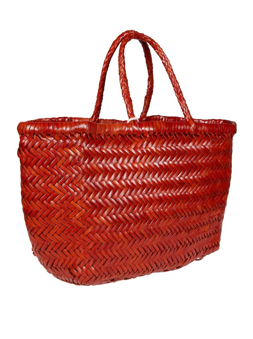 Dragon Diffusion Handwoven Reddish-Orange Bamboo Triple Jump Tote