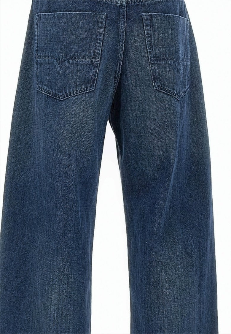 Diesel Cropped Wide-Leg Denim Pants With Classic Five-Pocket Design