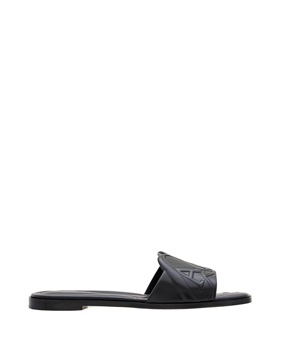 Alexander Mcqueen Flat Leather Slide Sandal