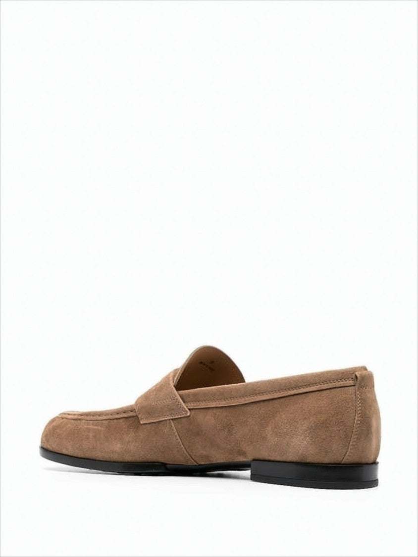 Tod's Smooth Suede Loafers With Rounded Toe And Subtle Strap