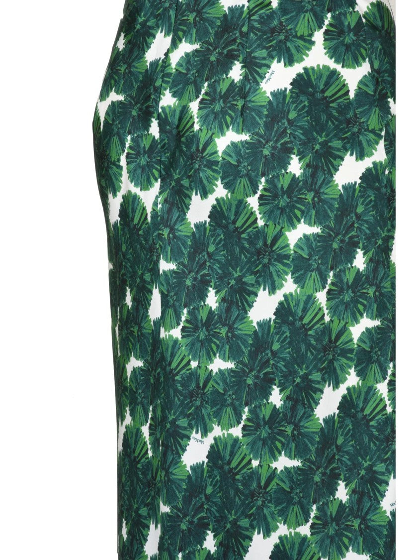 Max Mara High-Waisted Pure Silk Skirt With Leafy Pattern