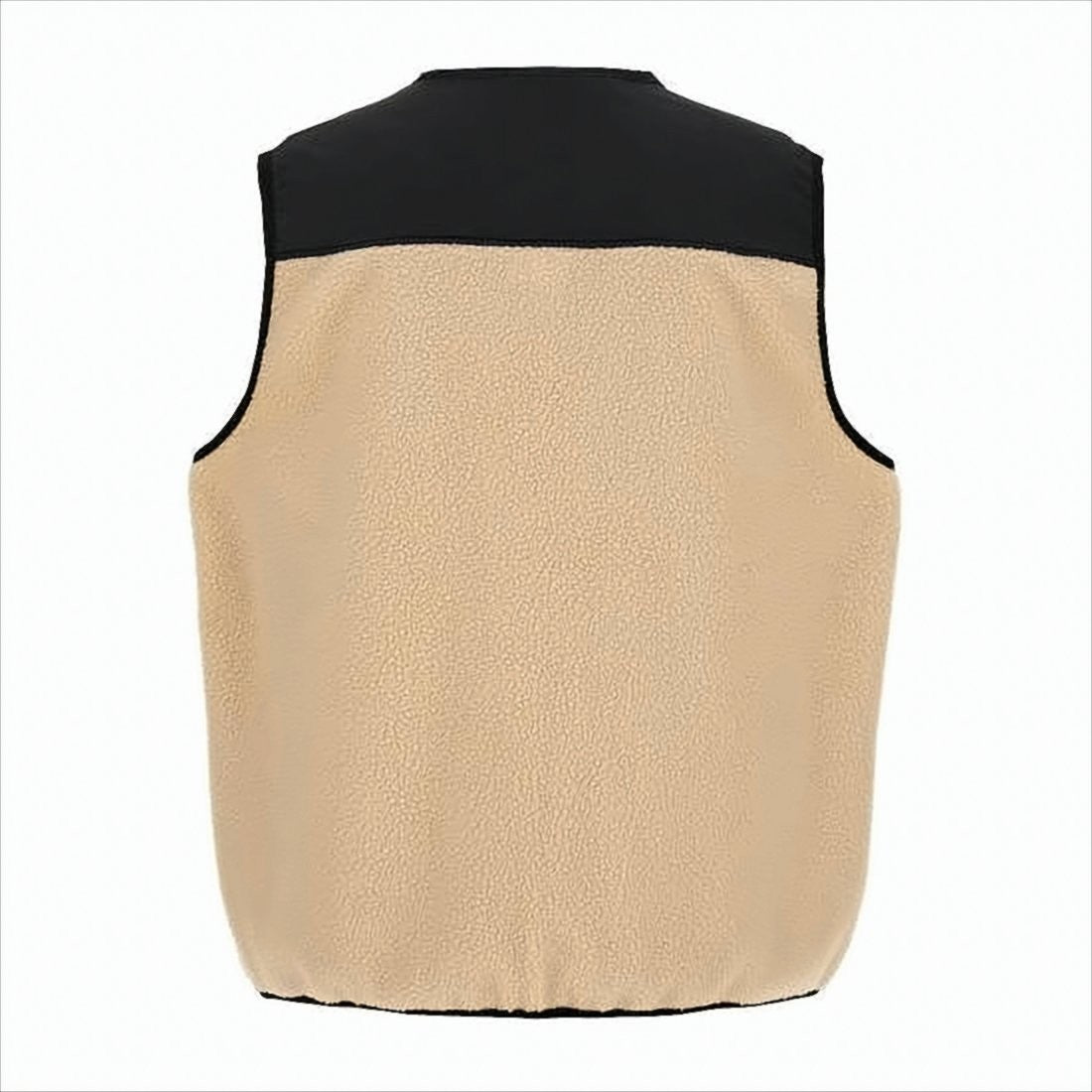 A.P.C. Textured Beige Fleece Vest With Contrasting Black Fabric