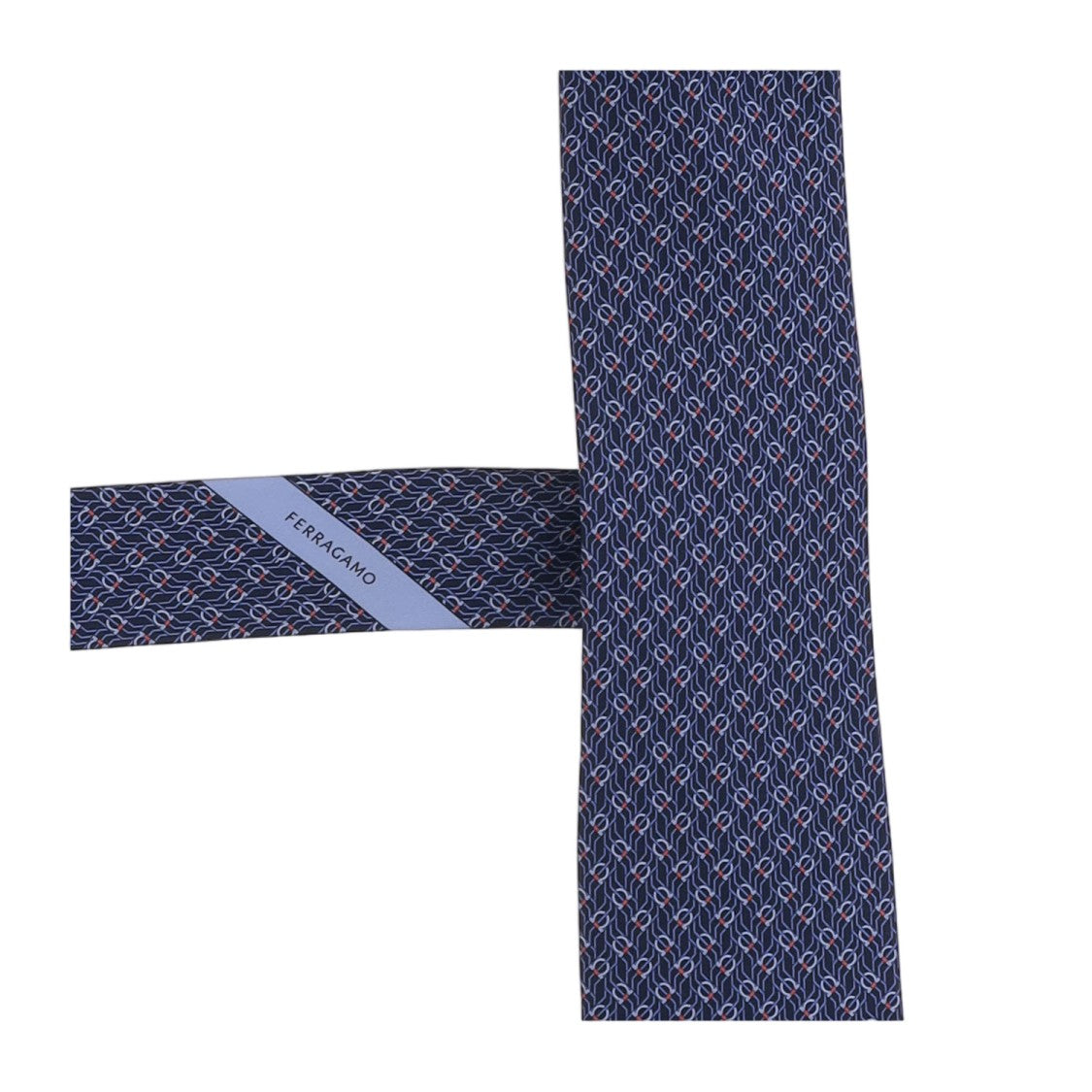 Salvatore Ferragamo Navy Patterned Silk Tie