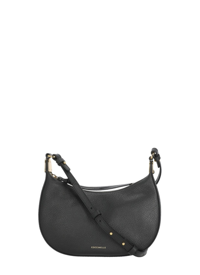 Coccinelle Crescent-Shaped Textured Leather Shoulder Bag