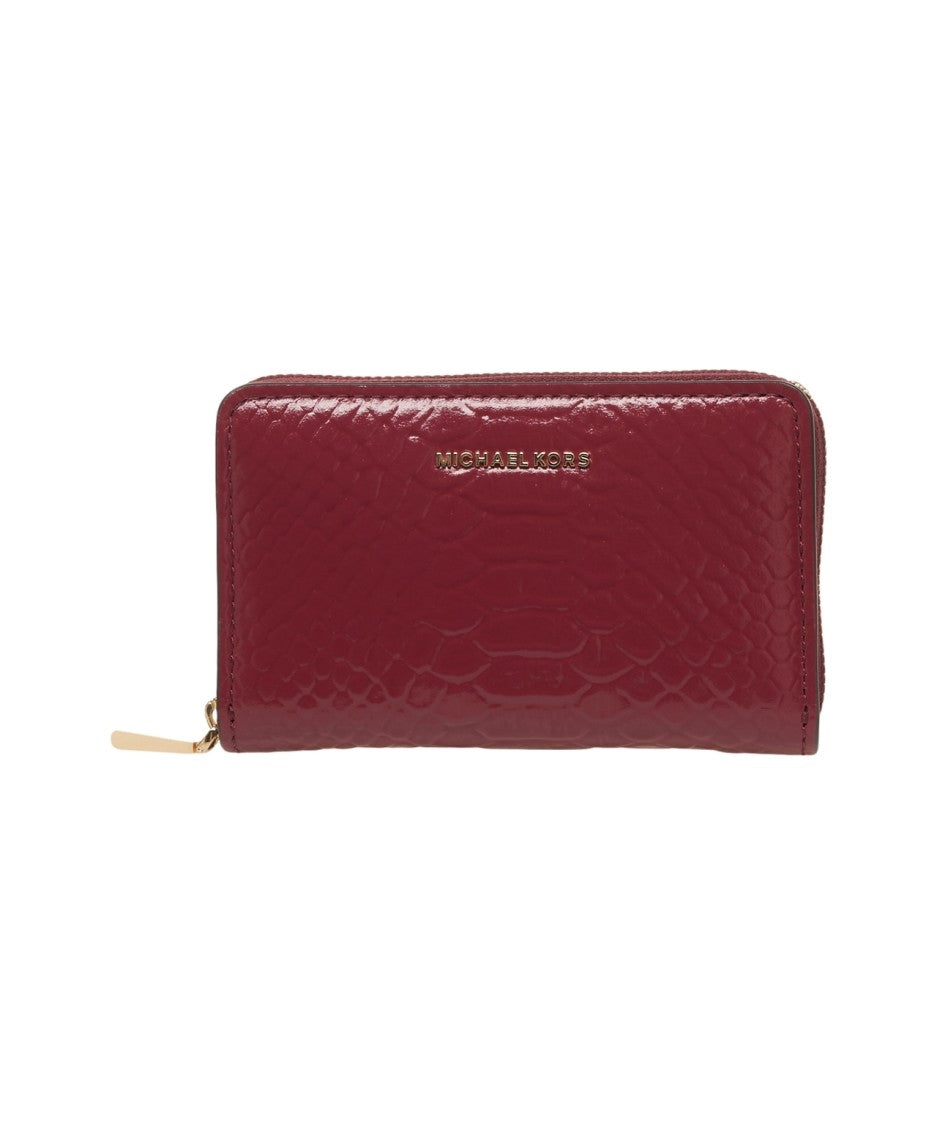 Michael Kors Crocodile-Effect Leather Wallet With Zip Closure