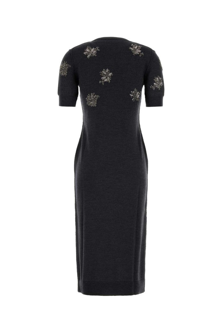 Fendi Charcoal Stretch Wool Dress