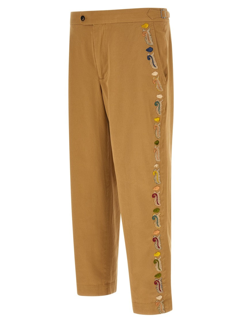 Mm6 By Maison Margiela Stone-Washed Denim Casual Pants With Embroidered Detailing