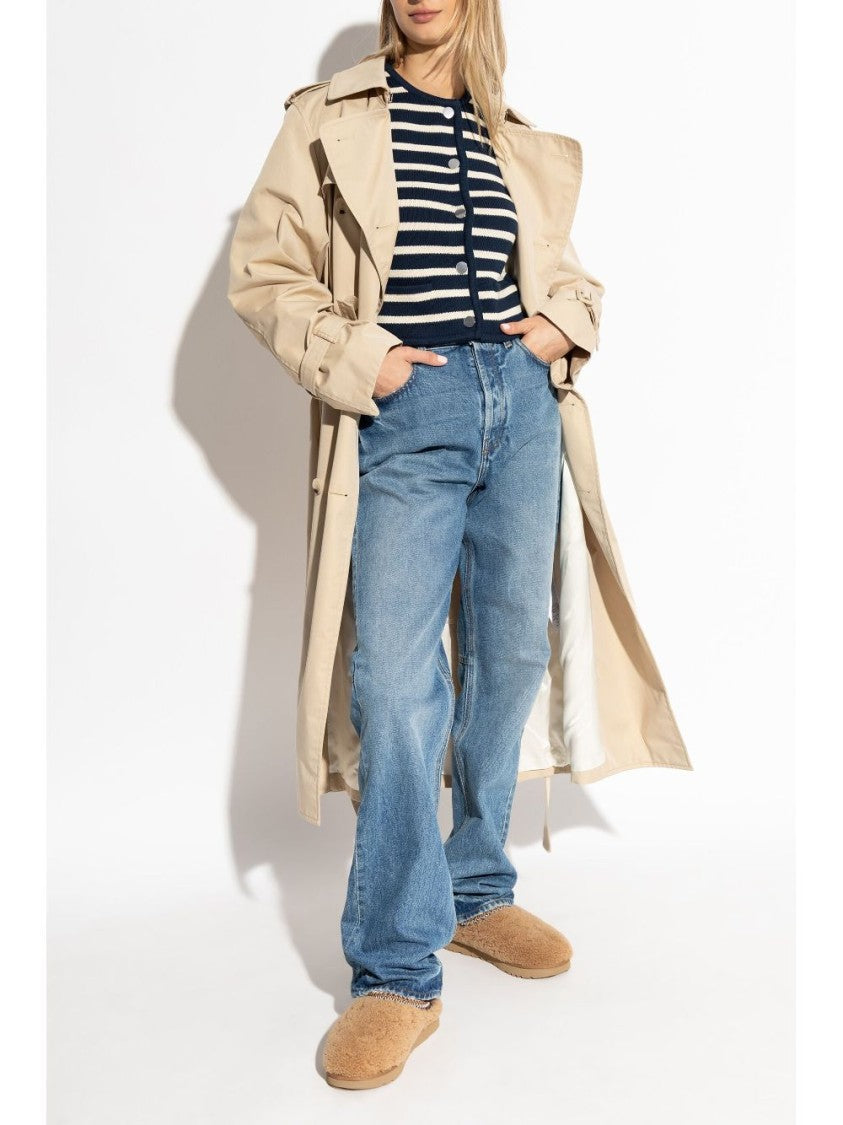 Theory Navy/White Striped Cotton Cardigan