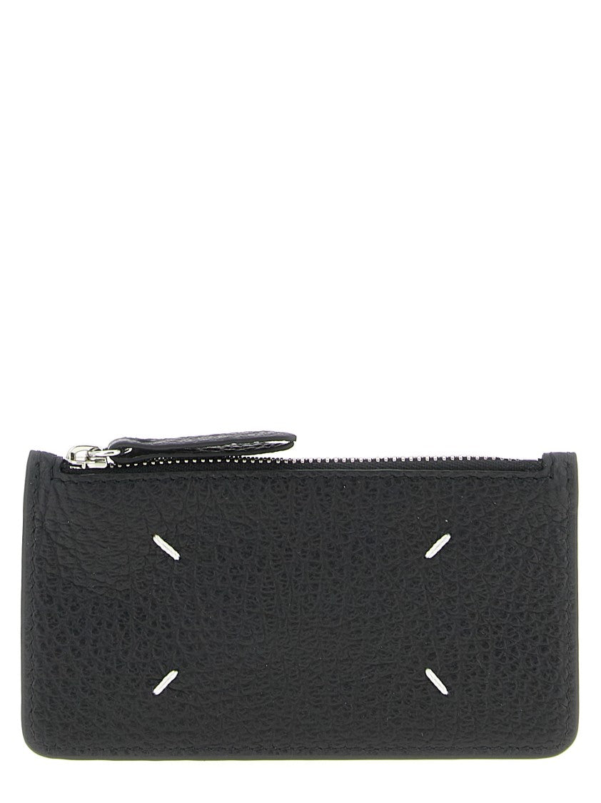 Maison Margiela Textured Tumbled Leather Zipped Cardholder