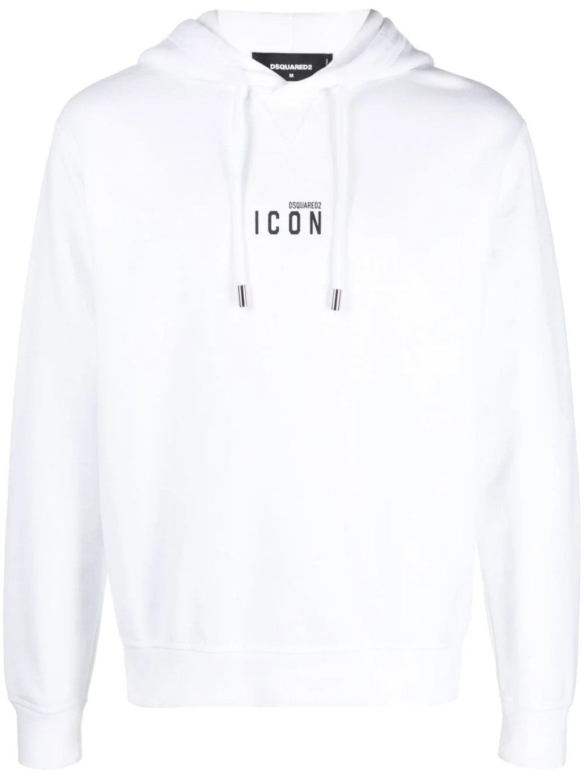 Dsquared2 White Hooded Sweatshirt With Central Icon Logo