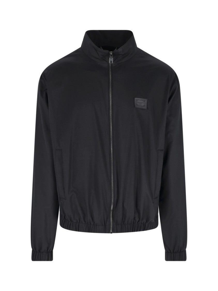 Dolce & Gabbana Lightweight Nylon Jacket With High Collar And Logo Plaque