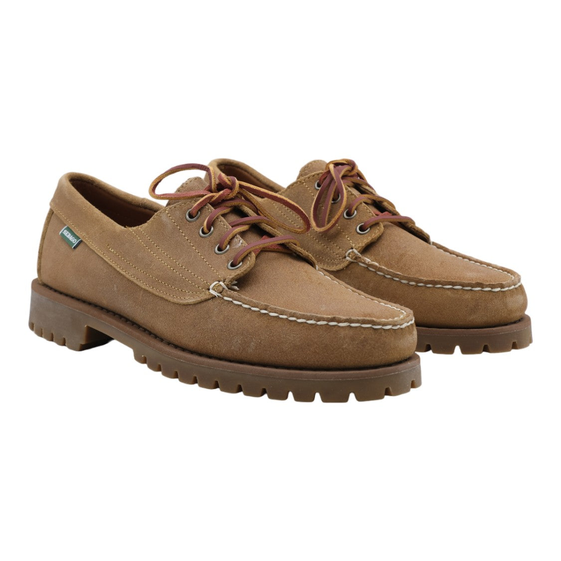 Sebago Textured Moccasin-Style Flat Shoes With Rugged Sole