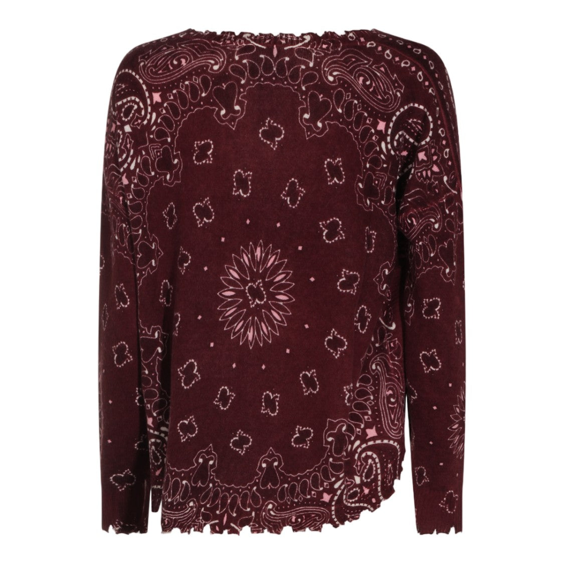 Kujiten Burgundy Sweater With Paisley And Floral Pattern
