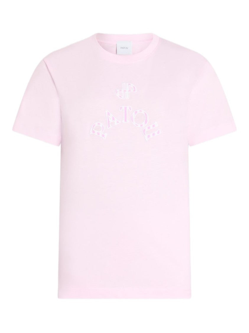 Patou Pink Logo Detail Short Sleeve Top