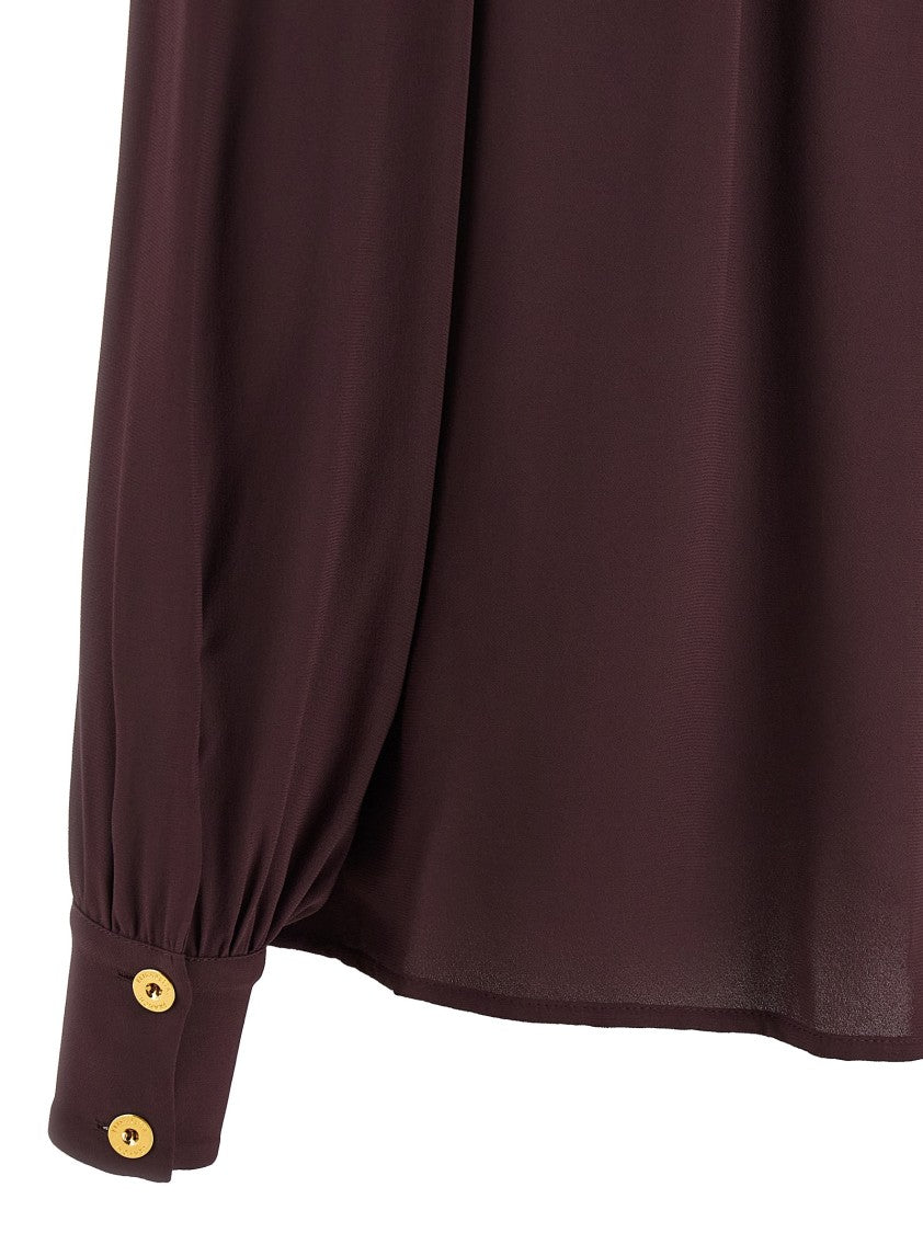 Elisabetta Franchi V-Neck Georgette Shirt With Removable Metal Necklace