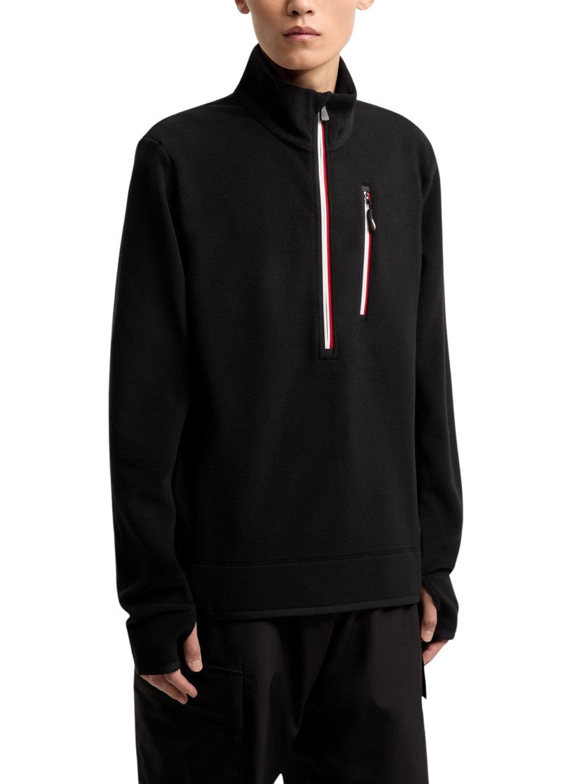 Moncler Grenoble Black Mock-Neck Zip-Up Top