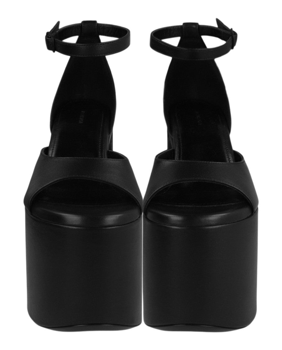 Balenciaga Elevated Block Heel Platform Calfskin Leather Camden Sandals